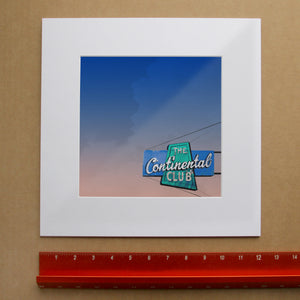 Continental Club Austin art print by Betsy Crum shown matted in white