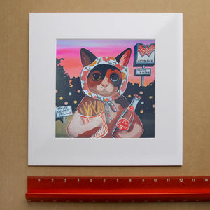 Cataburger shown as a matted art print by Crum Art — square matted print, available at crumart.com. This museum quality print is made right here in Texas.