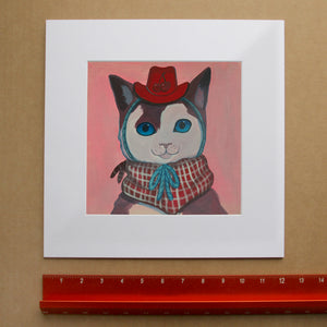 Cat Art Print – Cherry Cat Cowgirl Portrait | Caya Crum