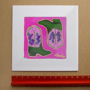 Vienna Sausage Chihuahua shown as a matted art print by Crum Art — square matted print, available at crumart.com. This museum quality print is made right here in Texas.