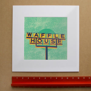 Jiff Raccoon Print shown as a matted art print by Crum Art — square matted print, available at crumart.com. This museum quality print is made right here in Texas.