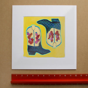 State Fair Corn Dog shown as a matted art print by Crum Art — square matted print, available at crumart.com. This museum quality print is made right here in Texas.