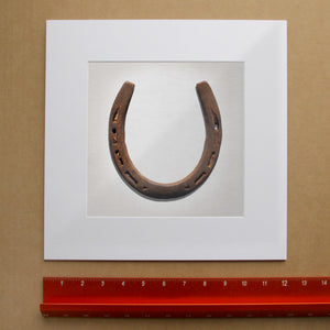Lucky Horseshoe Print shown as a matted art print by Crum Art — square matted print, available at crumart.com. This museum quality print is made right here in Texas.