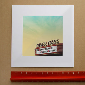 River Oaks Theatre Print shown as a matted art print by Crum Art — square matted print, available at crumart.com. This museum quality print is made right here in Texas.
