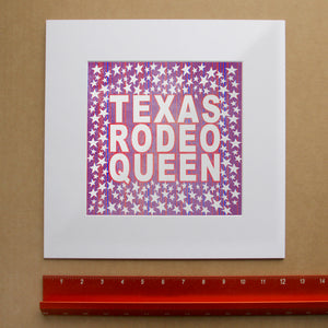 Texas Rodeo Queen rodeo art print by Betsy Crum shown matted in white