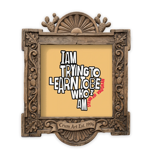 Stevie Ray Vaughan Quote — music wall art print by Betsy Crum in a square carved wood frame