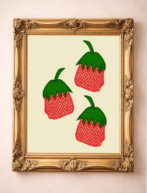Strawberry wall decor in a grandmillineal style, cozy, nostalgic and perfect for the tea sipping mama who loves squirrels, tea and all things cute  Betsy Crum