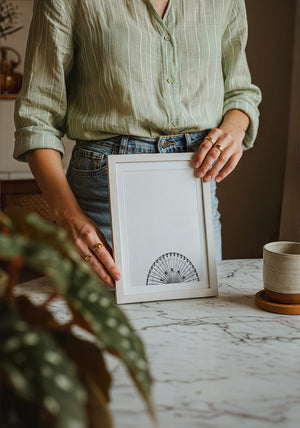 Texas Star Ferris Wheel Texas art print by Betsy Crum — neutral frame room mockup