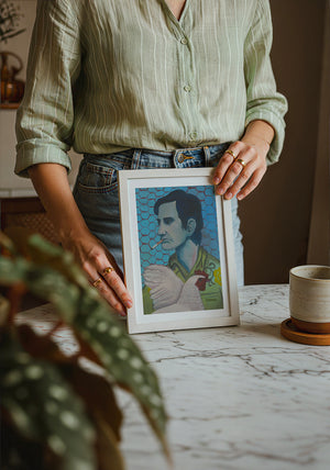 Townes Van Zandt Painting music wall art print by Caya Crum — neutral frame room mockup