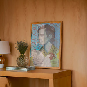 Townes Van Zandt Painting music wall art print by Caya Crum — framed in a wood-accent room