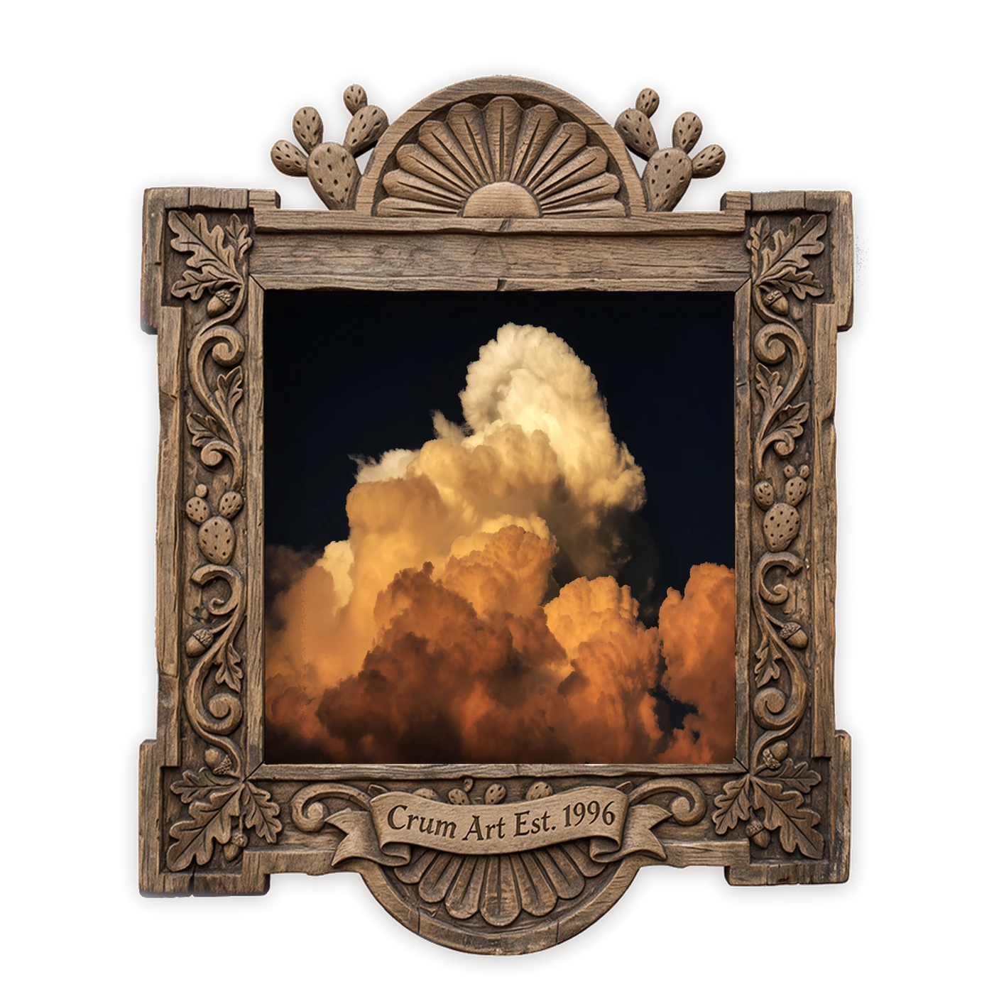 Big Sky Art | Thunderhead at Sunset | Betsy Crum — art print in a carved wood frame, Crum Art