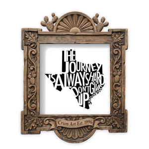 Stephen F. Austin Quote — typography art print by Betsy Crum in a square carved wood frame