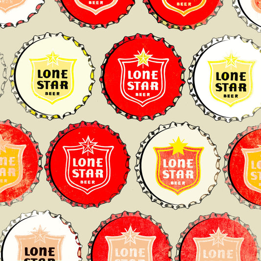 Texas Beer Art Print — Lone Star Beer Bottlecaps Print and Wall Decor | Betsy Crum