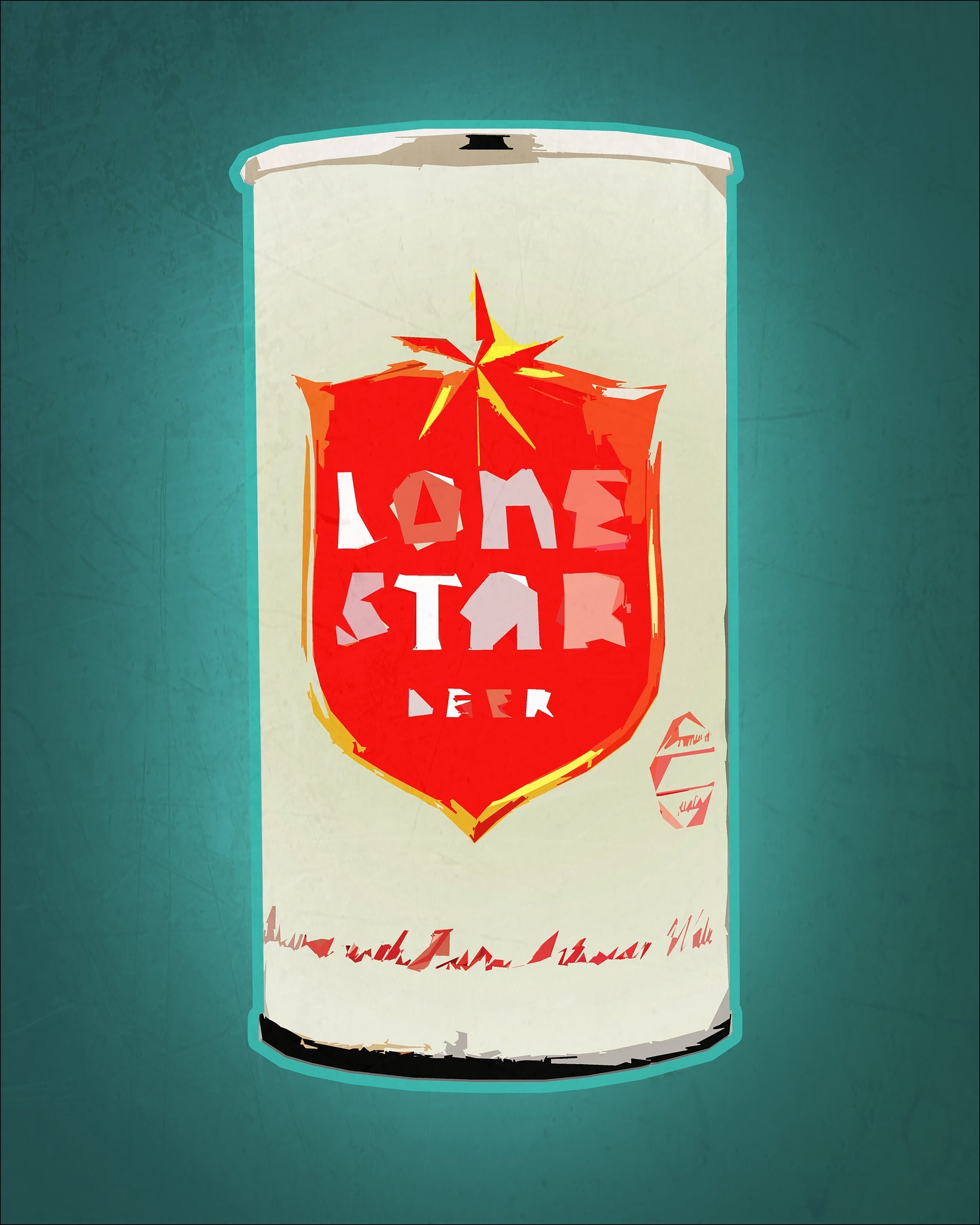 Texas Beer Art Print — Lone Star Beer Solo Wall Decor | Betsy Crum Art Crum Art