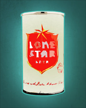 Texas Beer Art Print — Lone Star Beer Solo Wall Decor | Betsy Crum Art Crum Art