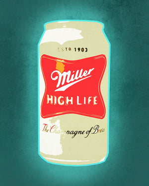 Texas Beer Art Print — Miller High Life Bar Art Decor | Betsy Crum Art Crum Art