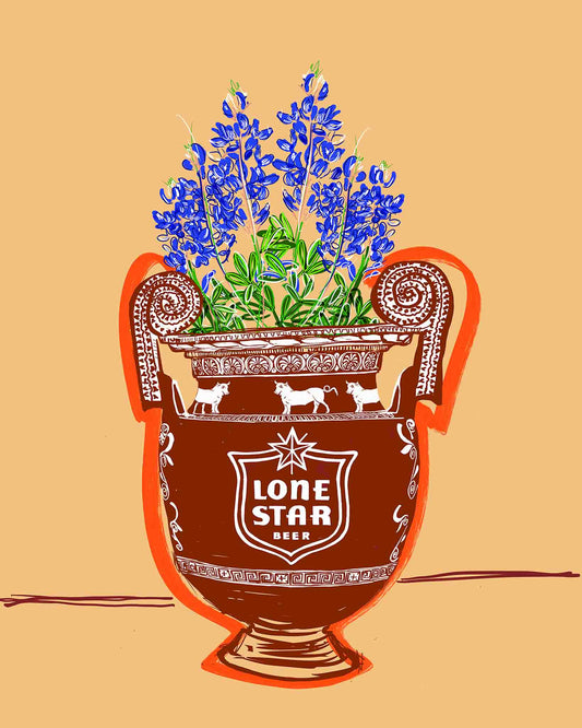 Texas Bluebonnet Art Lone Star Print Amphora Vase — Betsy Crum | Crum Art