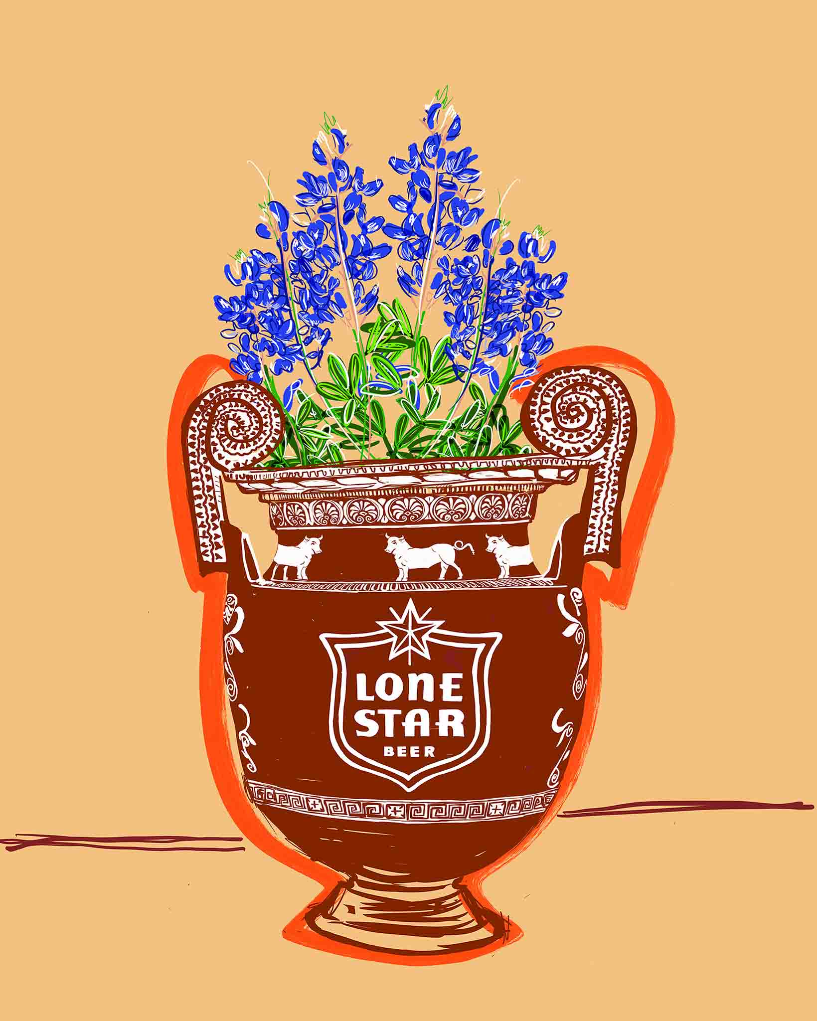 Texas Bluebonnet Art Print - Texas Wild Flowers Wall Decor | Greco Roman Prints— Betsy Crum Art Crum Art