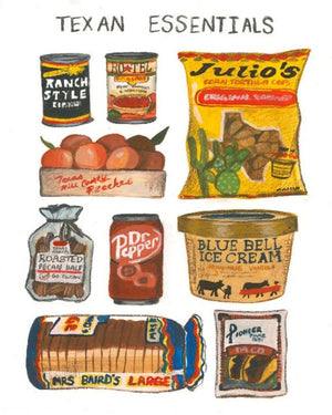 Texas Food Art - Dr Pepper and Ranch Style Beans Texas Essentials Print | Caya Crum Art Crum Art