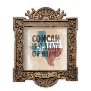 Concan State of Mind — Texas Hill Country art print by Betsy Crum in a square carved wood frame