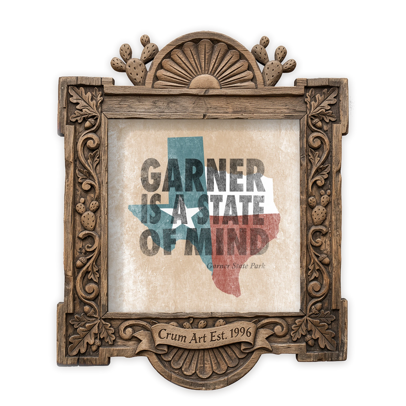 Texas Hill Country Art | Garner State Park State of Mind | Betsy Crum — art print in a carved wood frame, Crum Art