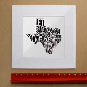 Davy Crockett quote Texas art print by Betsy Crum shown matted in white