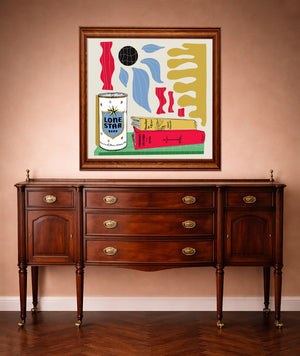Texas Wall Art Print — Lone Star Beer and Books Collage | Betsy Crum