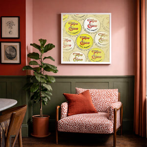 Topo Chico bottle caps square art print by Betsy Crum