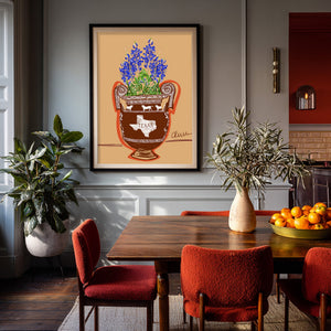 Cowboy With Flowers shown framed by Crum Art