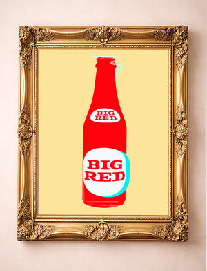 Big Red Art Print – Single Bottle Yellow Pop Art | Betsy Crum