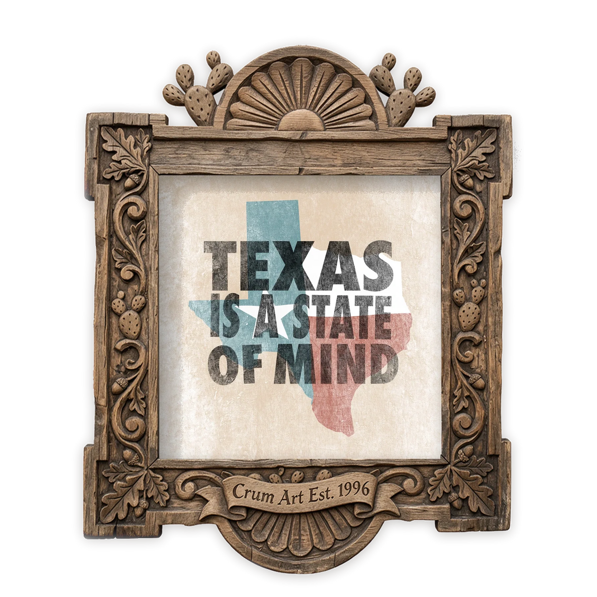 Texas Art | Texas State of Mind | Betsy Crum — art print in a carved wood frame, Crum Art
