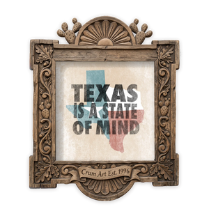 Texas Art | Texas State of Mind | Betsy Crum — art print in a carved wood frame, Crum Art