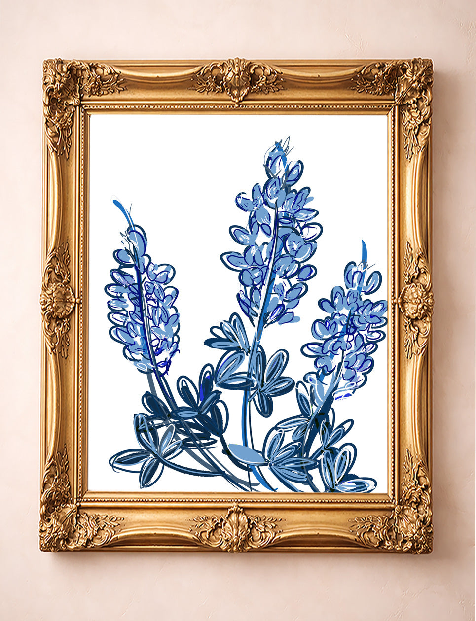 Bluebonnet Art Print — Chinoiserie Texas Wall Decor | Betsy Crum