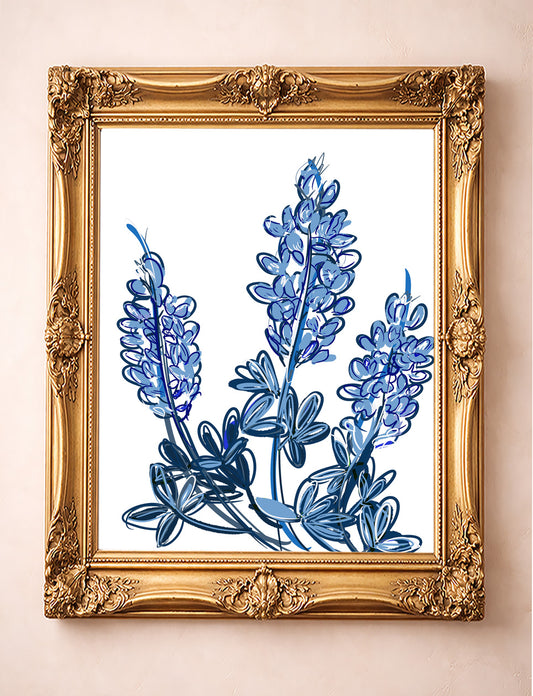 Bluebonnet Art Print — Chinoiserie Texas Wall Decor | Betsy Crum