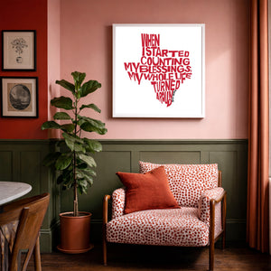 Willie Nelson blessings quote print by Betsy Crum in an eclectic urban room