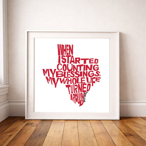 Willie Nelson blessings quote print by Betsy Crum in a modern lifestyle room