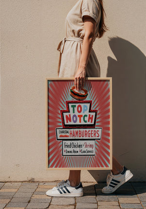 Top Notch Hamburgers Sign Austin art print by Betsy Crum — framed with velvet mat