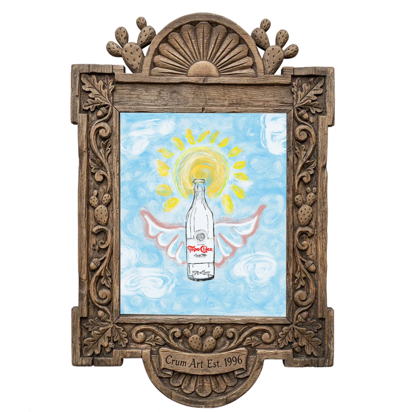 Butterfly Wings — Topo Chico art print by Betsy Crum in a carved wood frame
