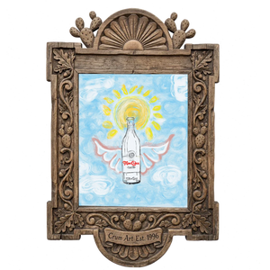 Butterfly Wings — Topo Chico art print by Betsy Crum in a carved wood frame