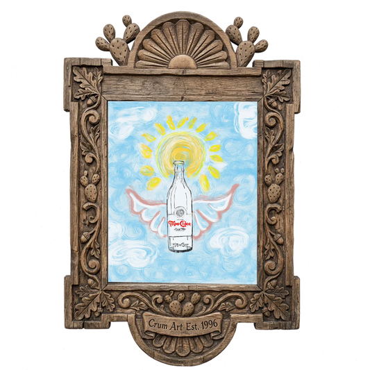 Butterfly Wings — Topo Chico art print by Betsy Crum in a carved wood frame
