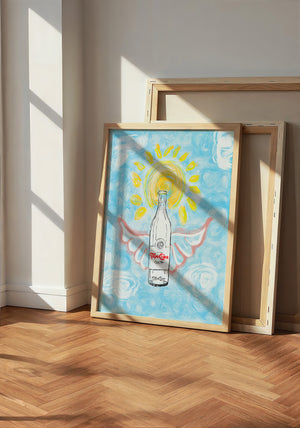 Summer Day Painting Topo Chico art print by Caya Crum — neutral frame room mockup