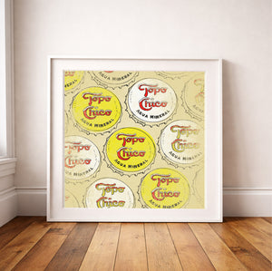 Topo Chico bottle caps wall art print by Betsy Crum
