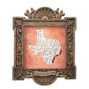 Townes Van Zandt Art Print | Texas Music | Betsy Crum — art print in a carved wood frame, Crum Art