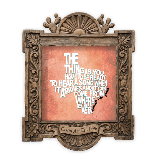 Townes Van Zandt Art Print | Texas Music | Betsy Crum — art print in a carved wood frame, Crum Art
