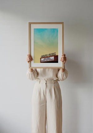 River Oaks Theatre Houston art print by Betsy Crum — framed with velvet mat