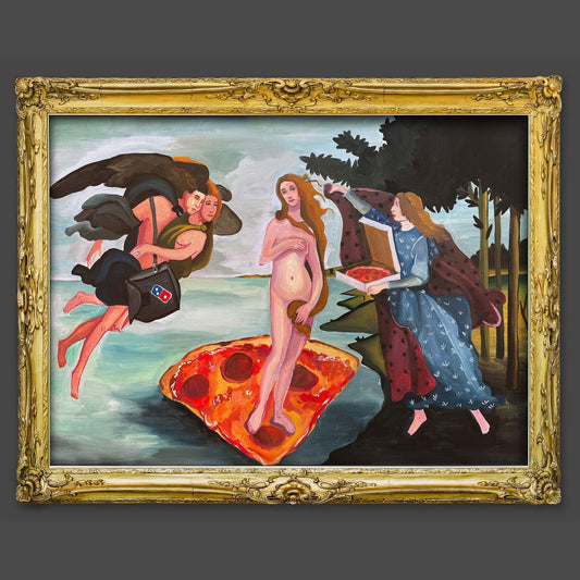 Venus de Milo & Pizza Pop Art Print | Caya Crum | Crum Art Crum Art