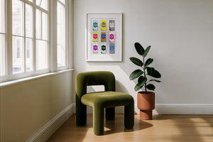 Nine Lone Star Cans bar wall art print by Betsy Crum — framed with velvet mat