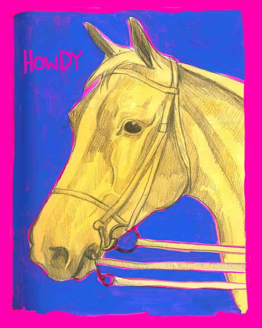 Howdy Horse Drawing Print | Western Decor | Caya Crum Art