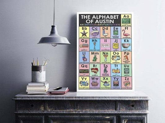 Alphabet Of Austin Print | Signs And Landmarks Abc Wall Art | Betsy Crum | Crum Art art print by Betsy Crum
