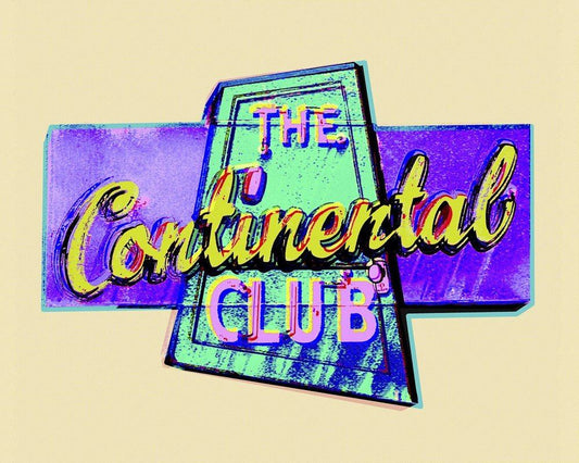 vibrant museum print of The Continental Club neon sign artwork on acid-free cotton paper